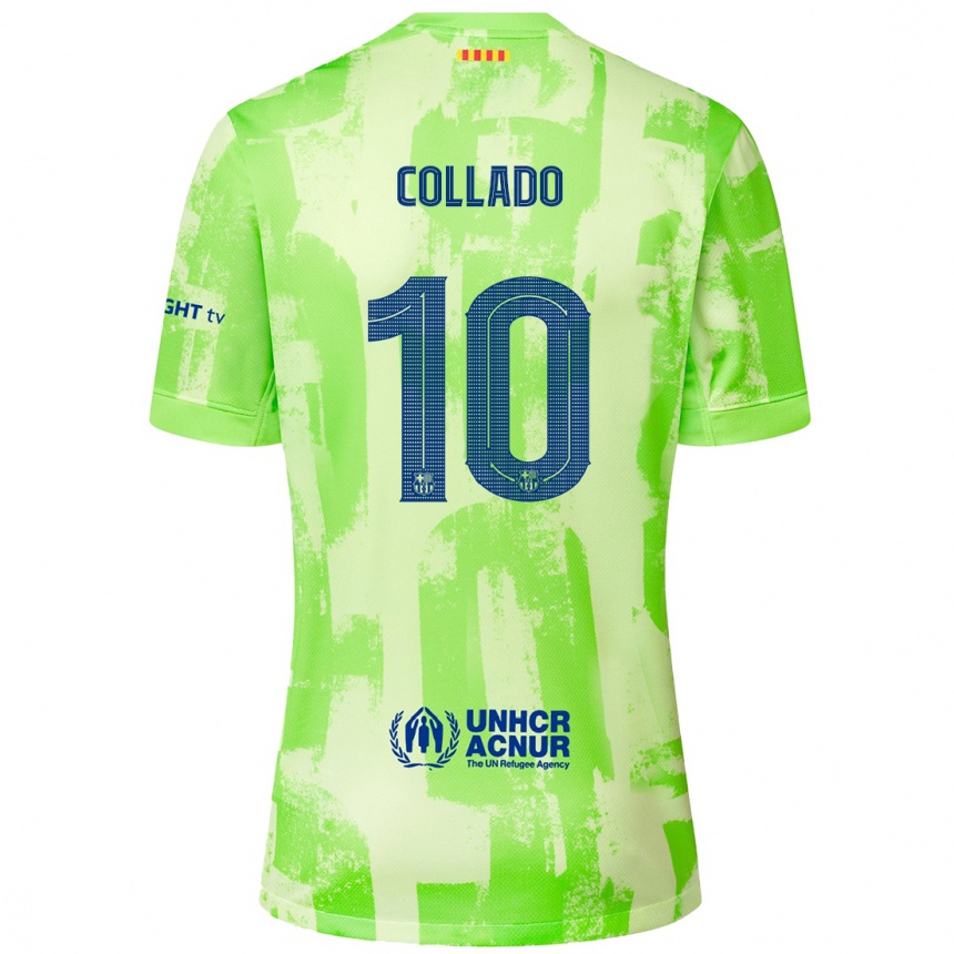 Kids Football Alex Collado #10 Lime Third Jersey 2024/25 T-Shirt Uk