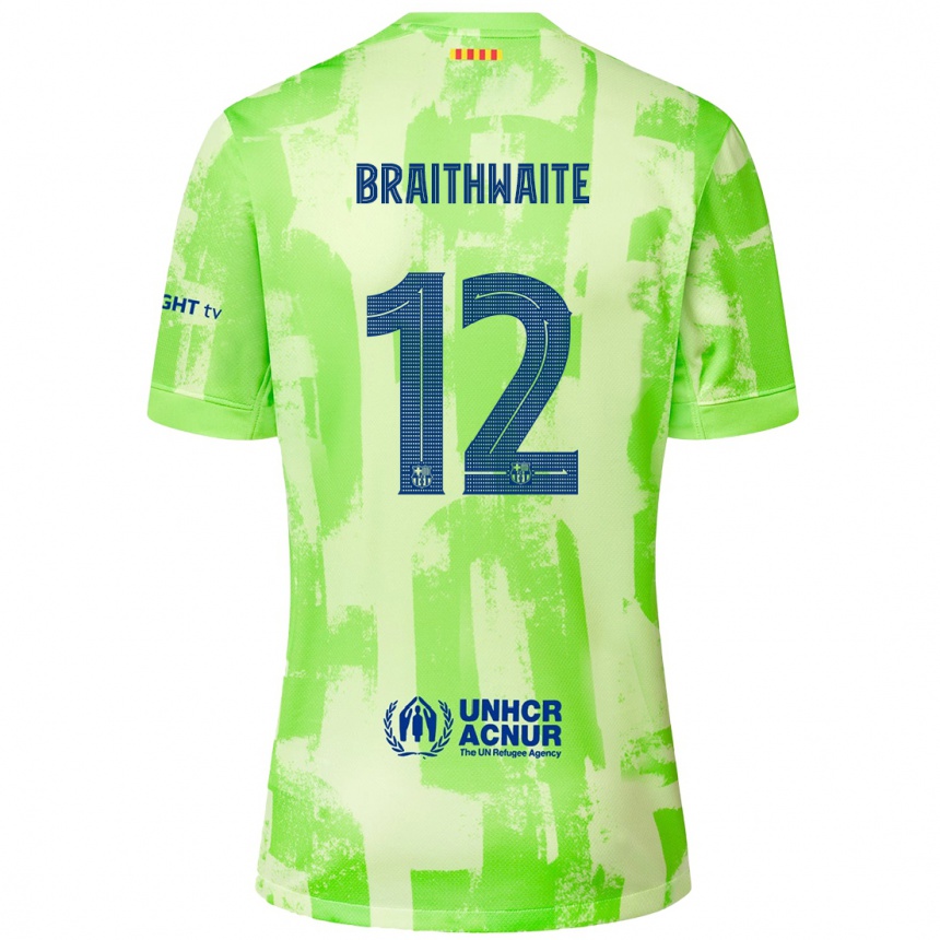 Kids Football Martin Braithwaite #12 Lime Third Jersey 2024/25 T-Shirt Uk