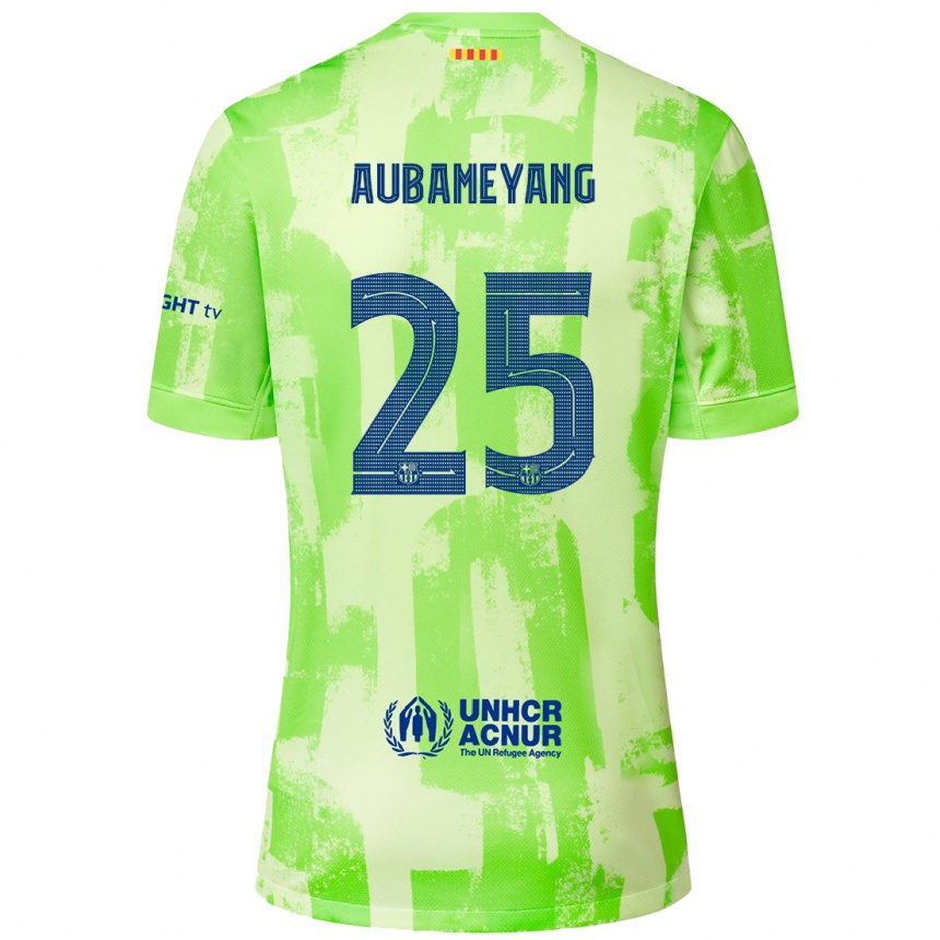 Kids Football Pierre Emerick Aubameyang #25 Lime Third Jersey 2024/25 T-Shirt Uk