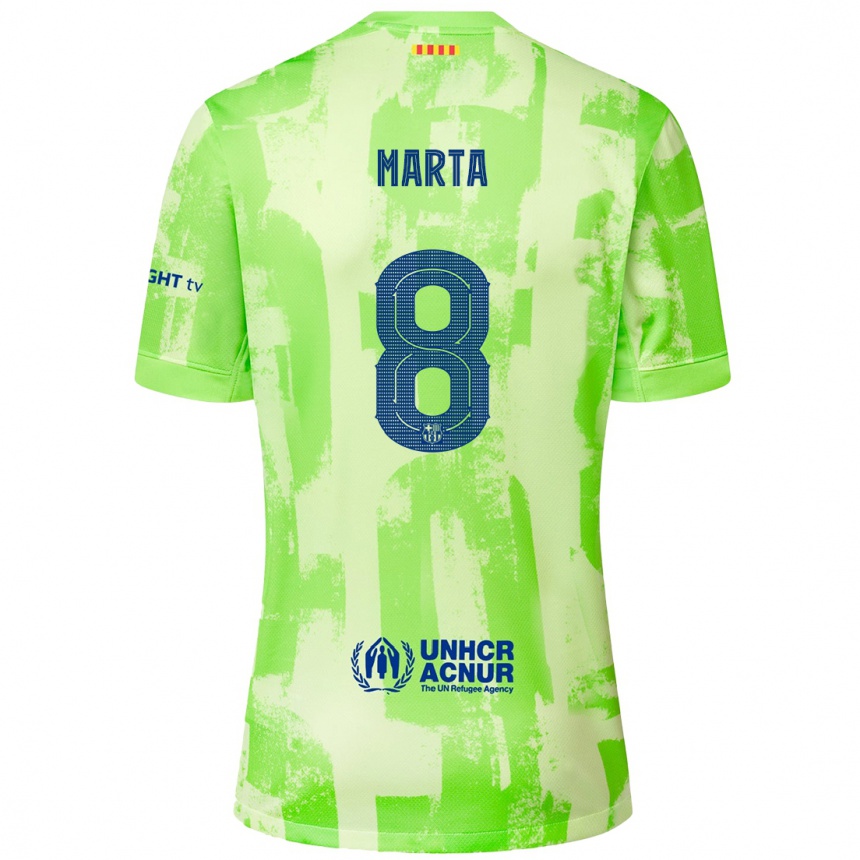 Kids Football Marta Torrejon #8 Lime Third Jersey 2024/25 T-Shirt Uk