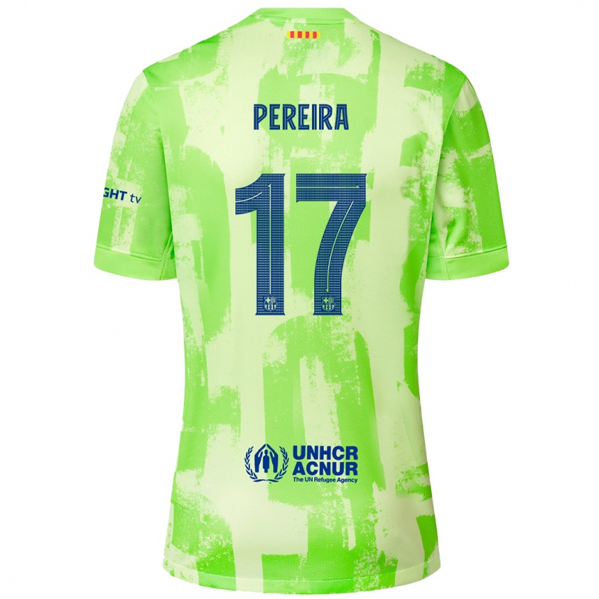 Kids Football Andrea Pereira #17 Lime Third Jersey 2024/25 T-Shirt Uk