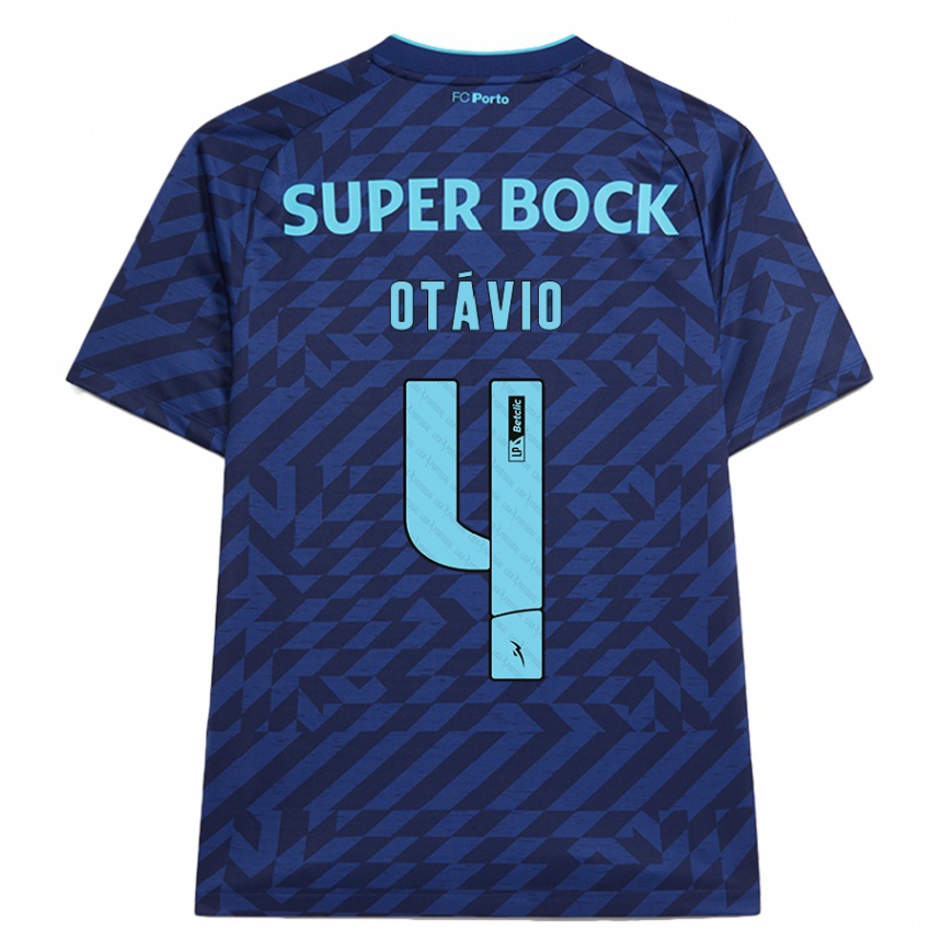 Kids Football Otávio #4 Navy Blue Third Jersey 2024/25 T-Shirt Uk