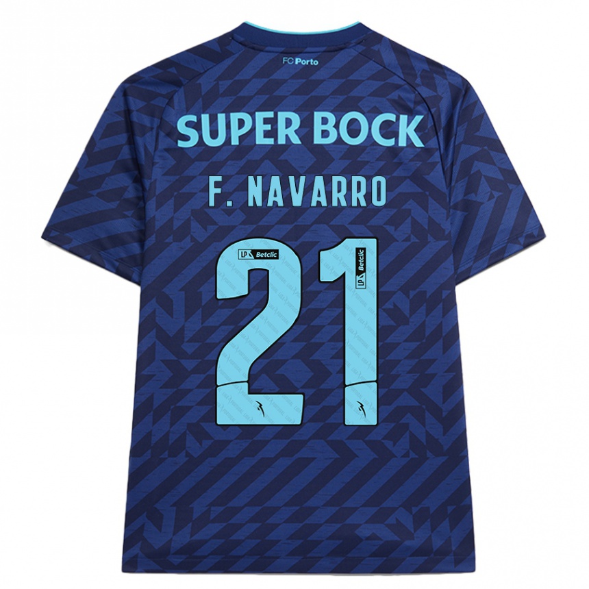 Kids Football Fran Navarro #21 Navy Blue Third Jersey 2024/25 T-Shirt Uk