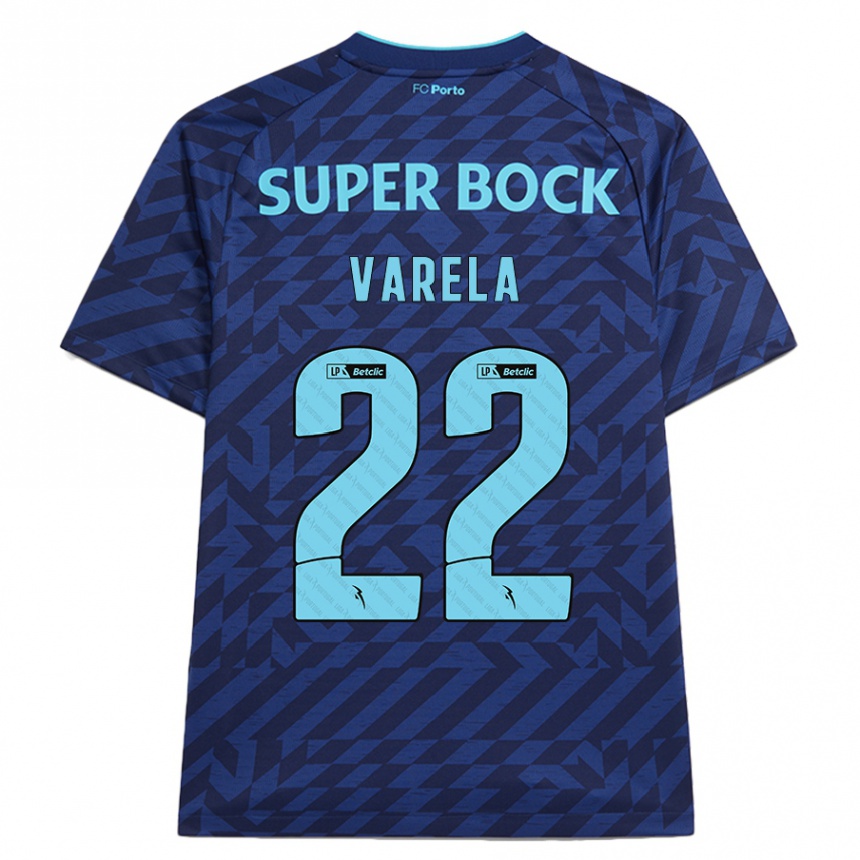 Kids Football Alan Varela #22 Navy Blue Third Jersey 2024/25 T-Shirt Uk