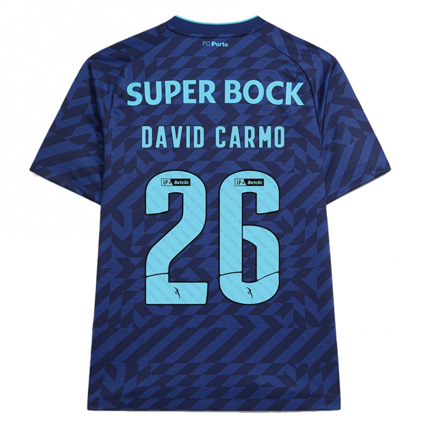 Kids Football David Carmo #26 Navy Blue Third Jersey 2024/25 T-Shirt Uk