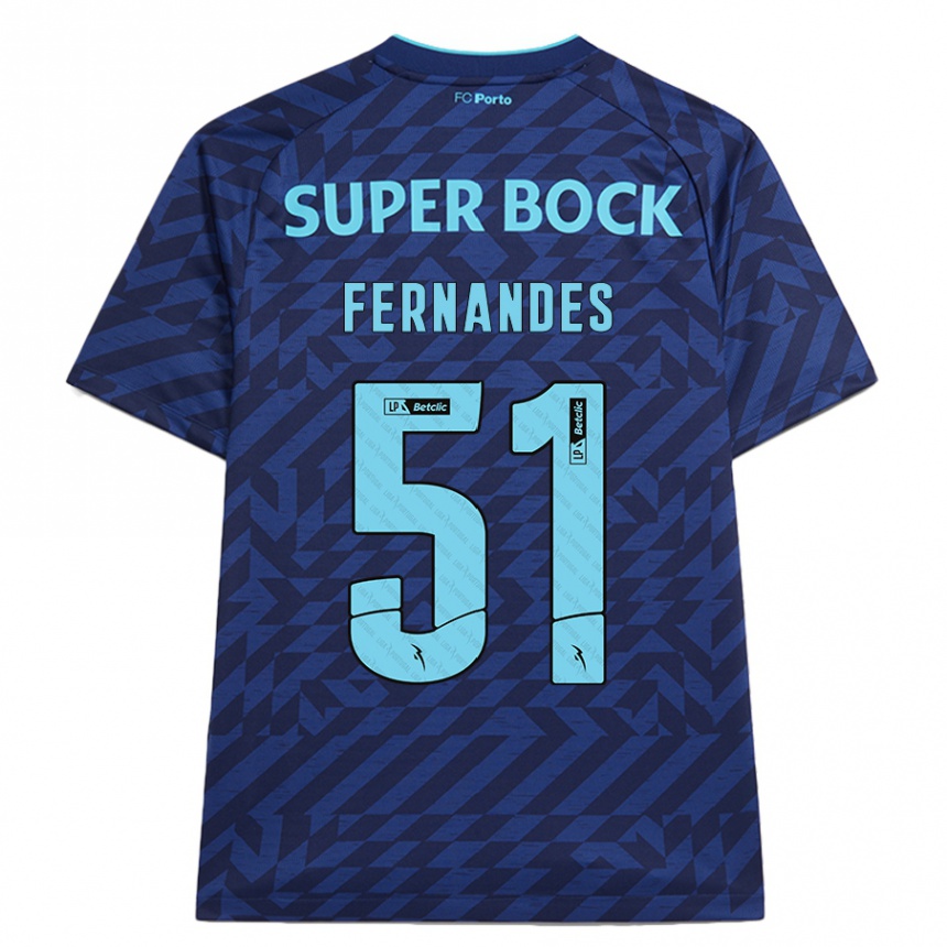 Kids Football Diogo Fernandes #51 Navy Blue Third Jersey 2024/25 T-Shirt Uk