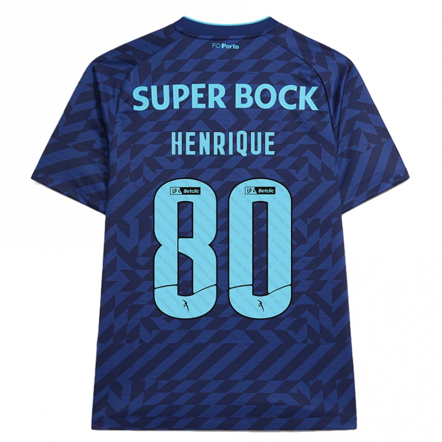 Kids Football Kaio Henrique #80 Navy Blue Third Jersey 2024/25 T-Shirt Uk