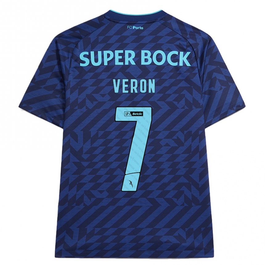 Kids Football Gabriel Veron #7 Navy Blue Third Jersey 2024/25 T-Shirt Uk