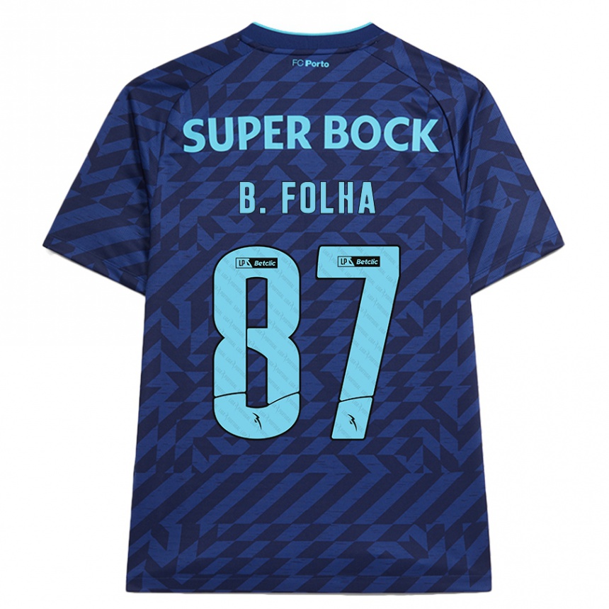 Kids Football Bernardo Folha #87 Navy Blue Third Jersey 2024/25 T-Shirt Uk