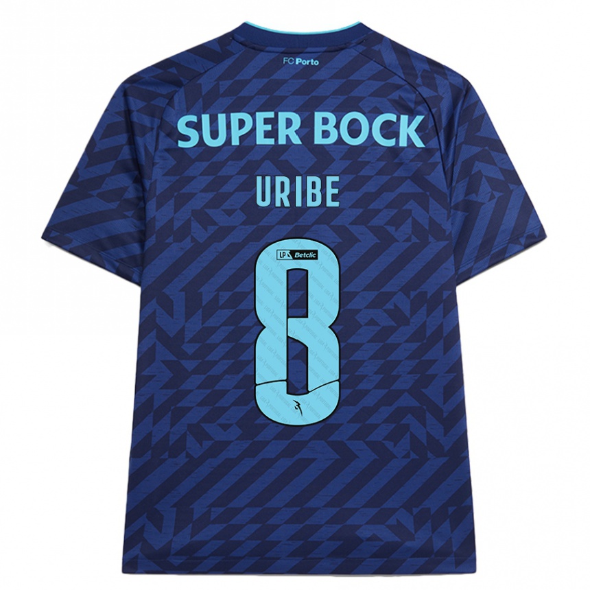 Kids Football Mateus Uribe #8 Navy Blue Third Jersey 2024/25 T-Shirt Uk