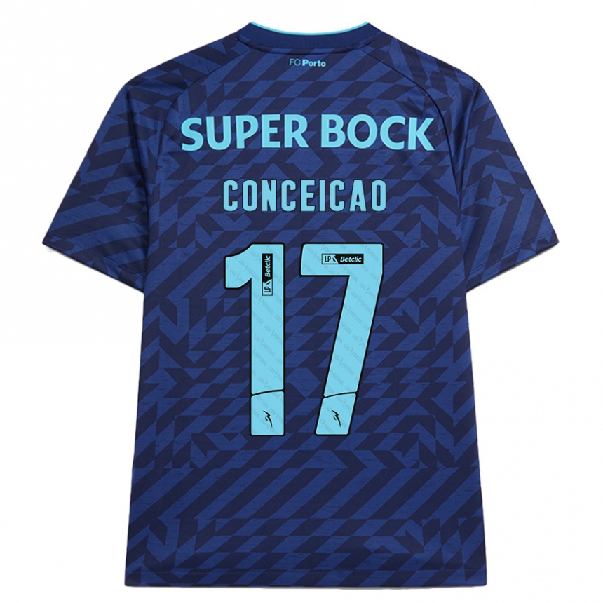 Kids Football Rodrigo Conceicao #17 Navy Blue Third Jersey 2024/25 T-Shirt Uk