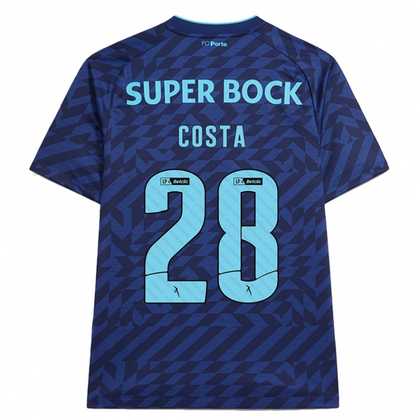 Kids Football Bruno Costa #28 Navy Blue Third Jersey 2024/25 T-Shirt Uk