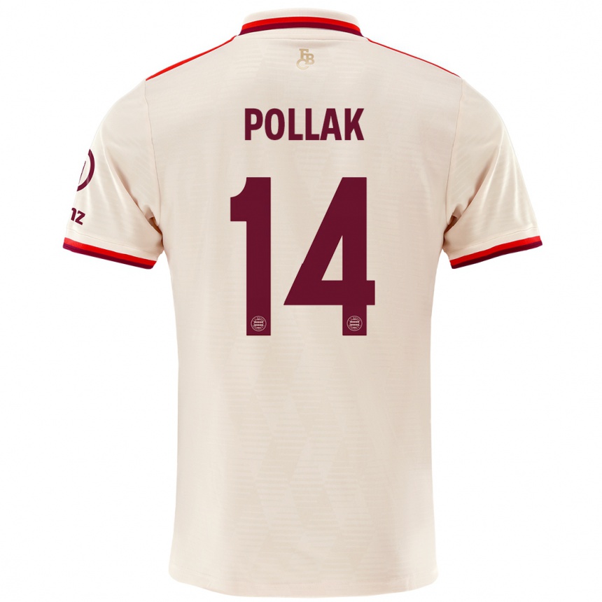 Kids Football Florian Pollak #14 Linen Third Jersey 2024/25 T-Shirt Uk