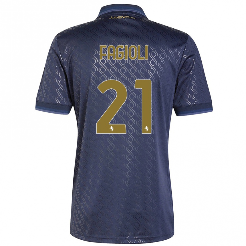 Kids Football Nicolo Fagioli #21 Navy Blue Third Jersey 2024/25 T-Shirt Uk