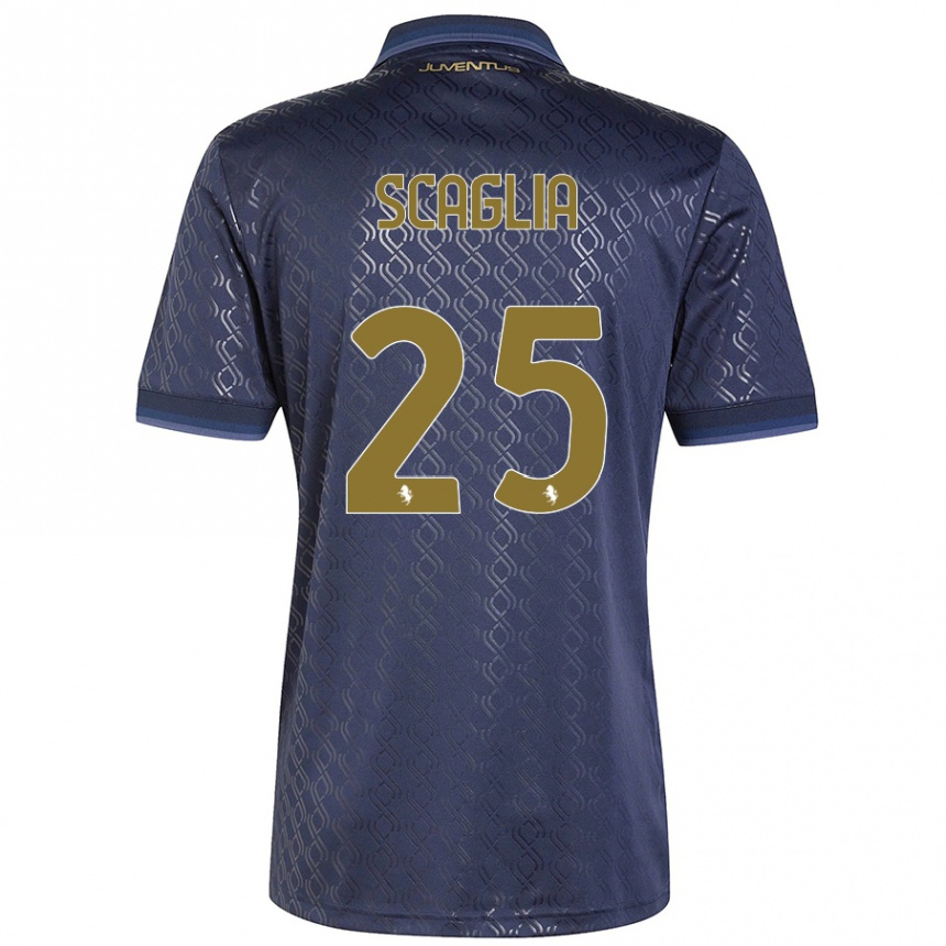 Kids Football Simone Scaglia #25 Navy Blue Third Jersey 2024/25 T-Shirt Uk