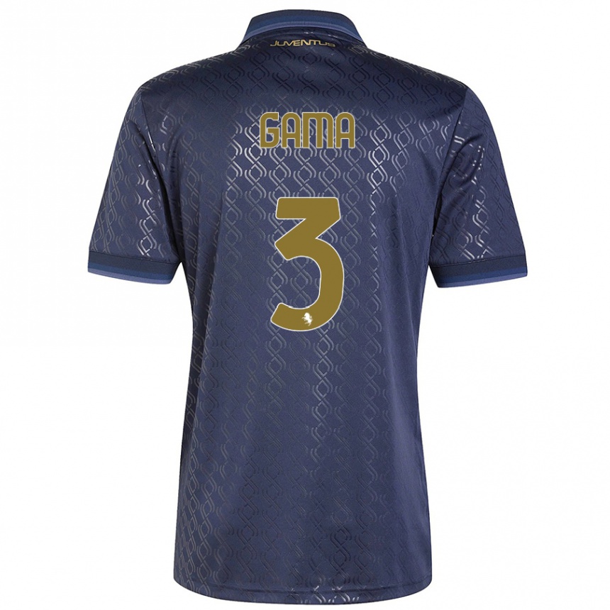 Kids Football Sara Gama #3 Navy Blue Third Jersey 2024/25 T-Shirt Uk