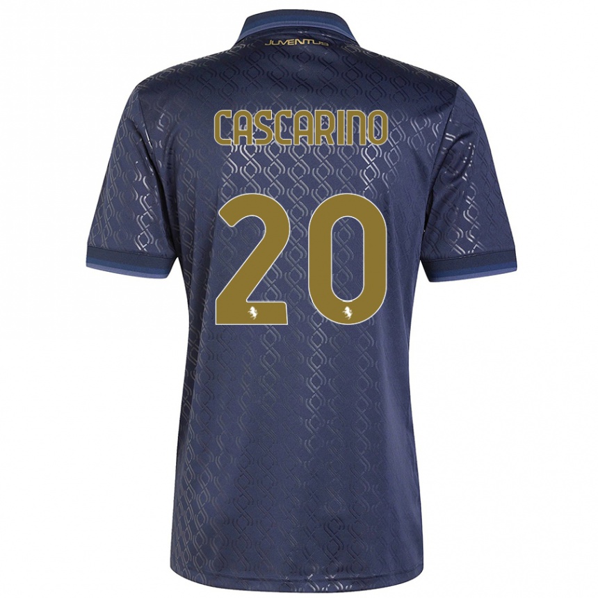 Kids Football Estelle Cascarino #20 Navy Blue Third Jersey 2024/25 T-Shirt Uk