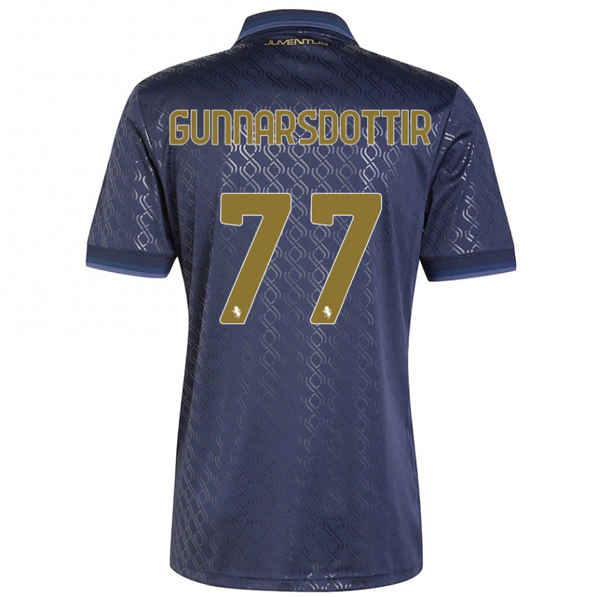 Kids Football Sara Bjork Gunnarsdottir #77 Navy Blue Third Jersey 2024/25 T-Shirt Uk