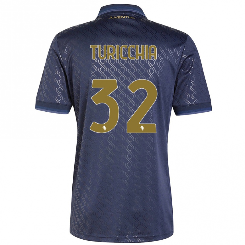 Kids Football Riccardo Turicchia #32 Navy Blue Third Jersey 2024/25 T-Shirt Uk