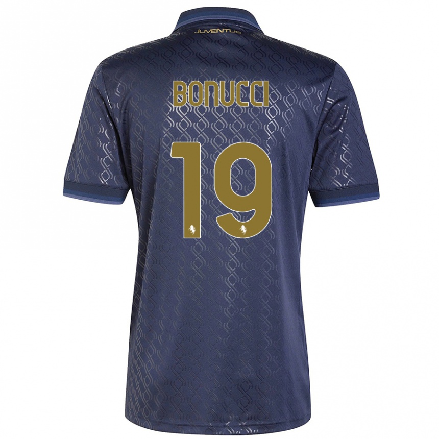 Kids Football Leonardo Bonucci #19 Navy Blue Third Jersey 2024/25 T-Shirt Uk