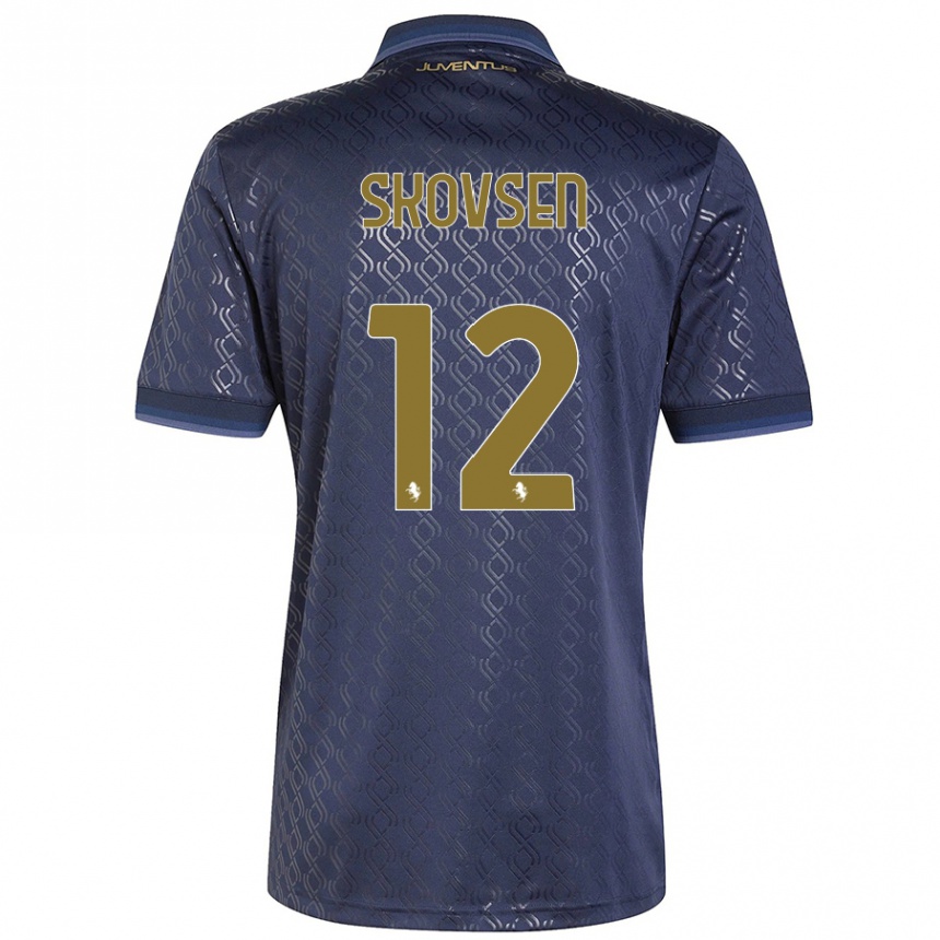 Kids Football Matilde Lundorf Skovsen #12 Navy Blue Third Jersey 2024/25 T-Shirt Uk