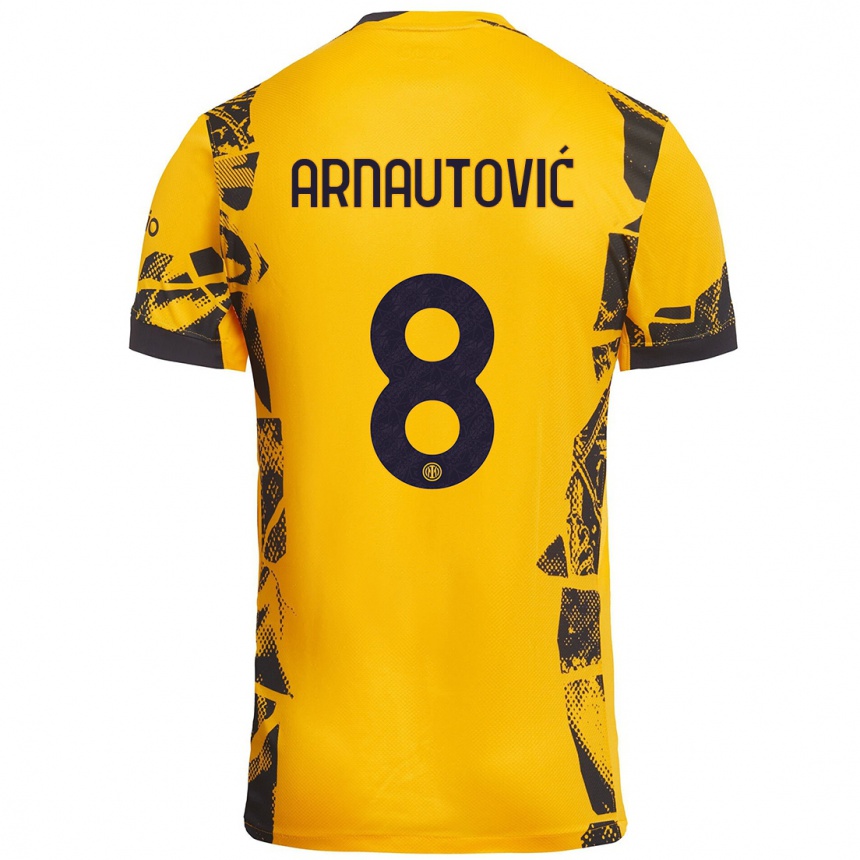 Kids Football Marko Arnautovic #8 Gold Black Third Jersey 2024/25 T-Shirt Uk