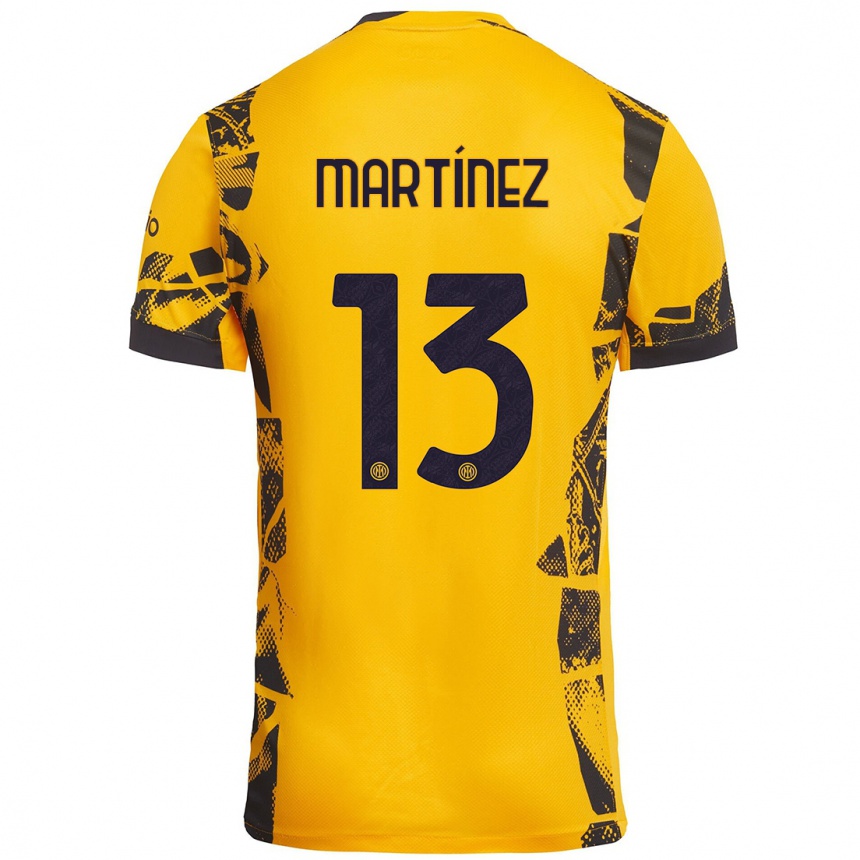 Kids Football Josep Martínez #13 Gold Black Third Jersey 2024/25 T-Shirt Uk