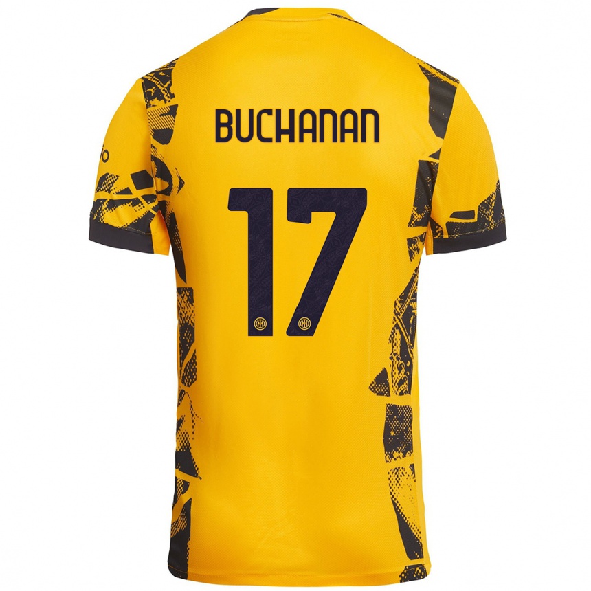 Kids Football Tajon Buchanan #17 Gold Black Third Jersey 2024/25 T-Shirt Uk