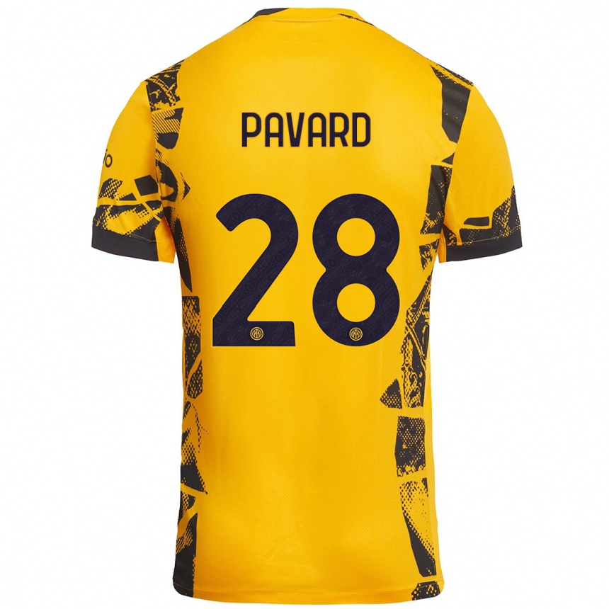 Kids Football Benjamin Pavard #28 Gold Black Third Jersey 2024/25 T-Shirt Uk