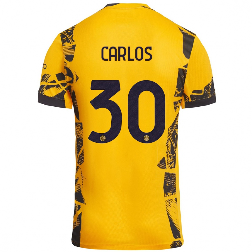 Kids Football Carlos Augusto #30 Gold Black Third Jersey 2024/25 T-Shirt Uk