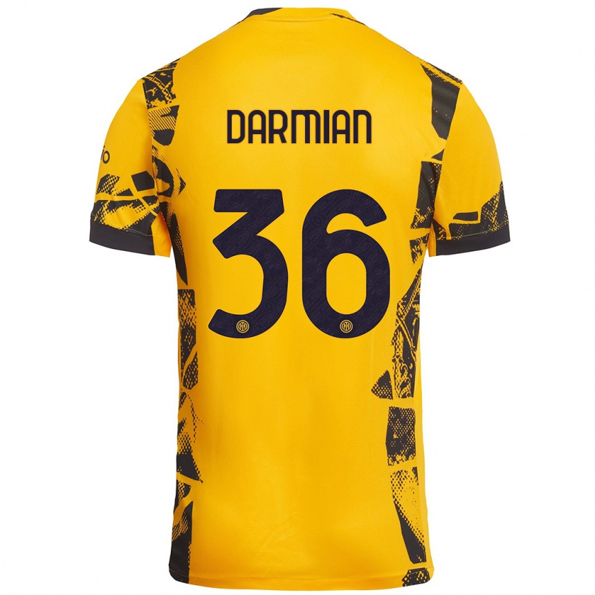 Kids Football Matteo Darmian #36 Gold Black Third Jersey 2024/25 T-Shirt Uk