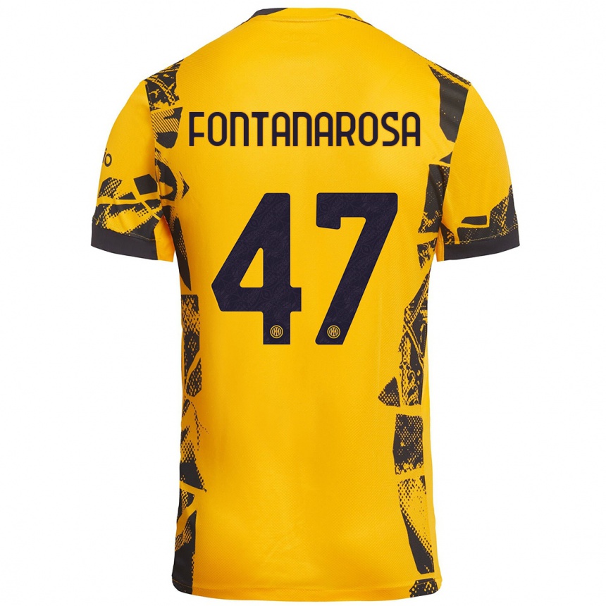 Kids Football Alessandro Fontanarosa #47 Gold Black Third Jersey 2024/25 T-Shirt Uk