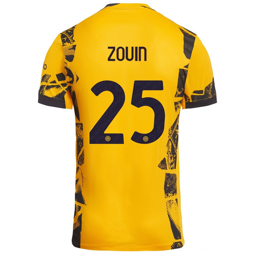 Kids Football Aymen Zouin #25 Gold Black Third Jersey 2024/25 T-Shirt Uk