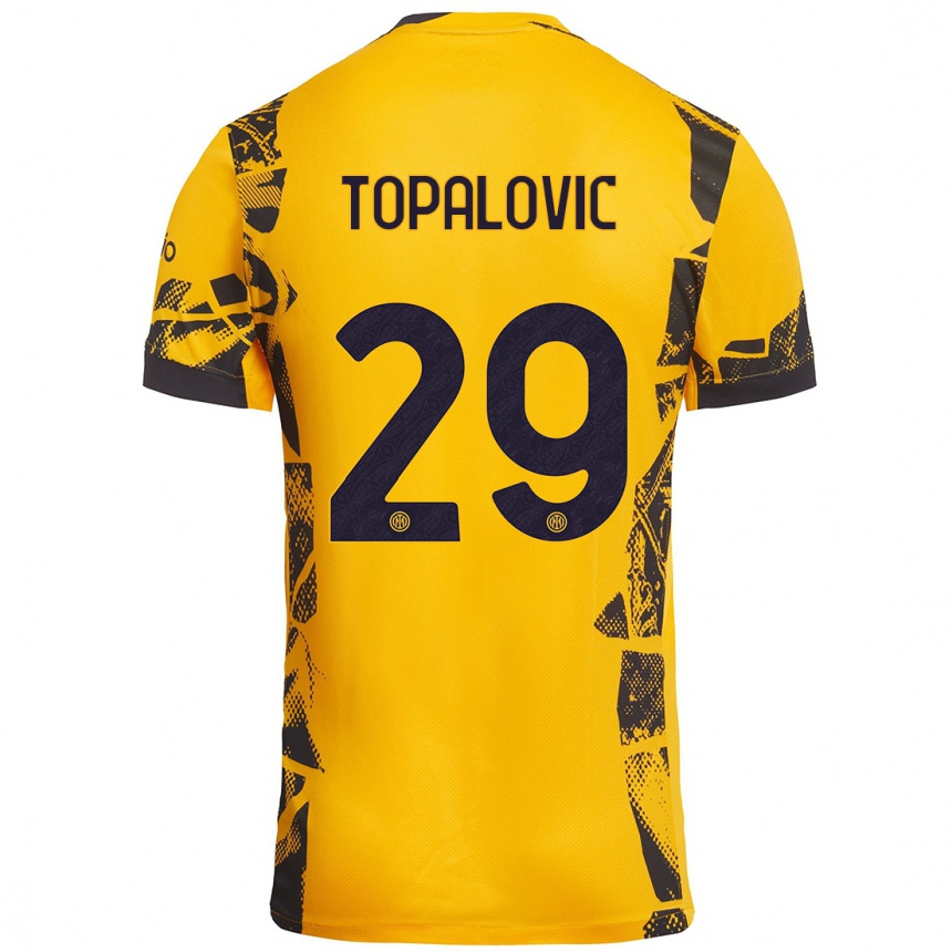 Kids Football Luka Topalovic #29 Gold Black Third Jersey 2024/25 T-Shirt Uk