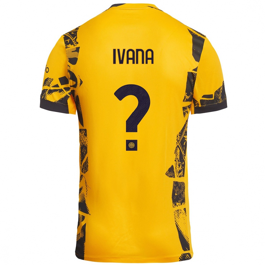 Kids Football Ivana Andrés #0 Gold Black Third Jersey 2024/25 T-Shirt Uk