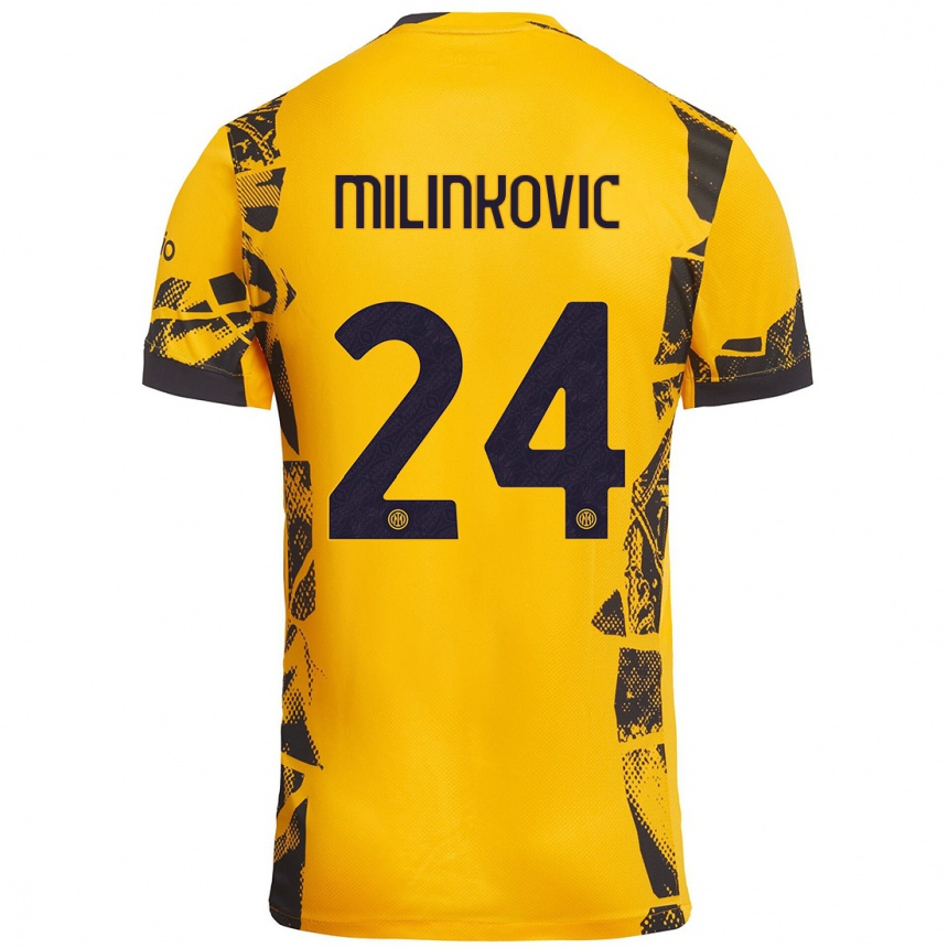 Kids Football Marija Milinković #24 Gold Black Third Jersey 2024/25 T-Shirt Uk