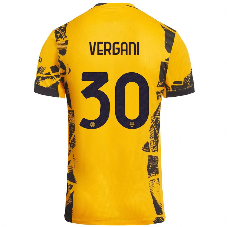 Kids Football Bianca Vergani #30 Gold Black Third Jersey 2024/25 T-Shirt Uk