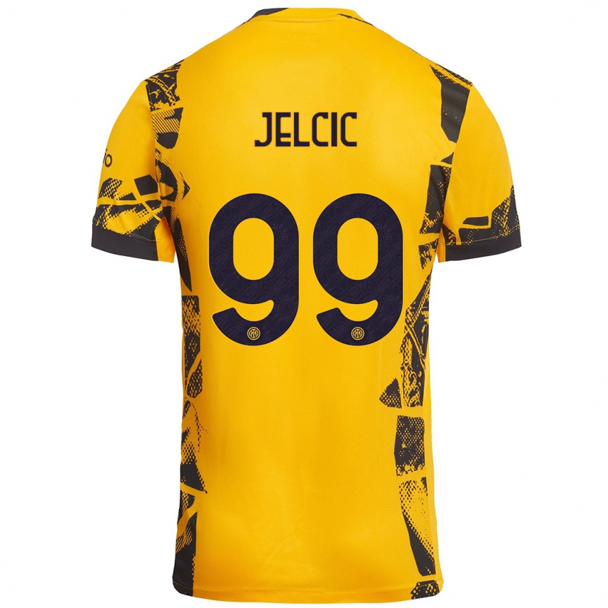 Kids Football Maja Jelčić #99 Gold Black Third Jersey 2024/25 T-Shirt Uk