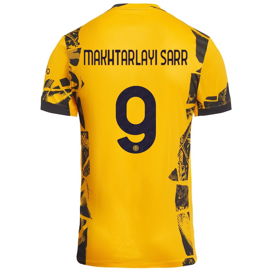 Kids Football Amadou Makhtarlayi Sarr #9 Gold Black Third Jersey 2024/25 T-Shirt Uk