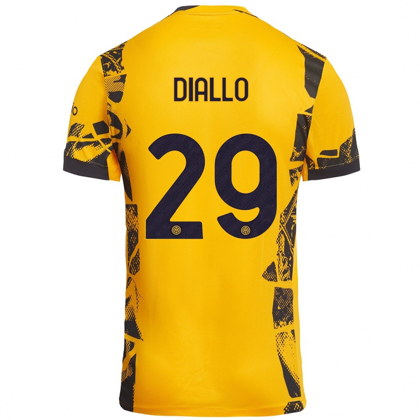 Kids Football Oumar Diallo #29 Gold Black Third Jersey 2024/25 T-Shirt Uk