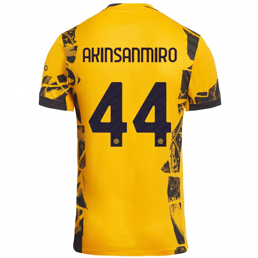 Kids Football Ebenezer Akinsanmiro #44 Gold Black Third Jersey 2024/25 T-Shirt Uk