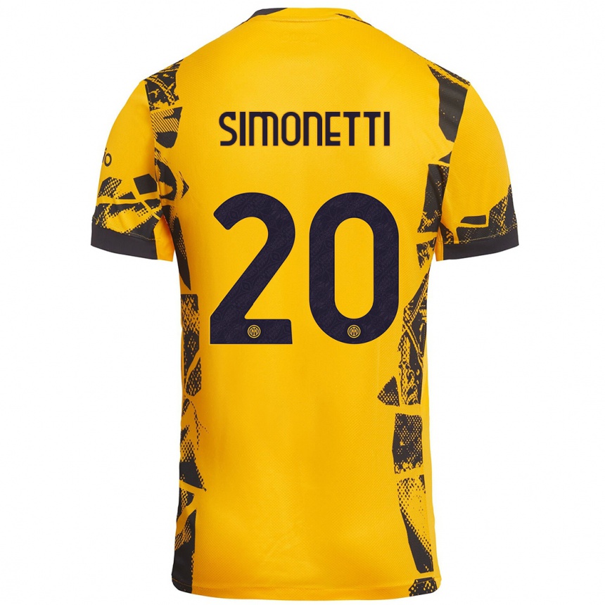 Kids Football Flaminia Simonetti #20 Gold Black Third Jersey 2024/25 T-Shirt Uk