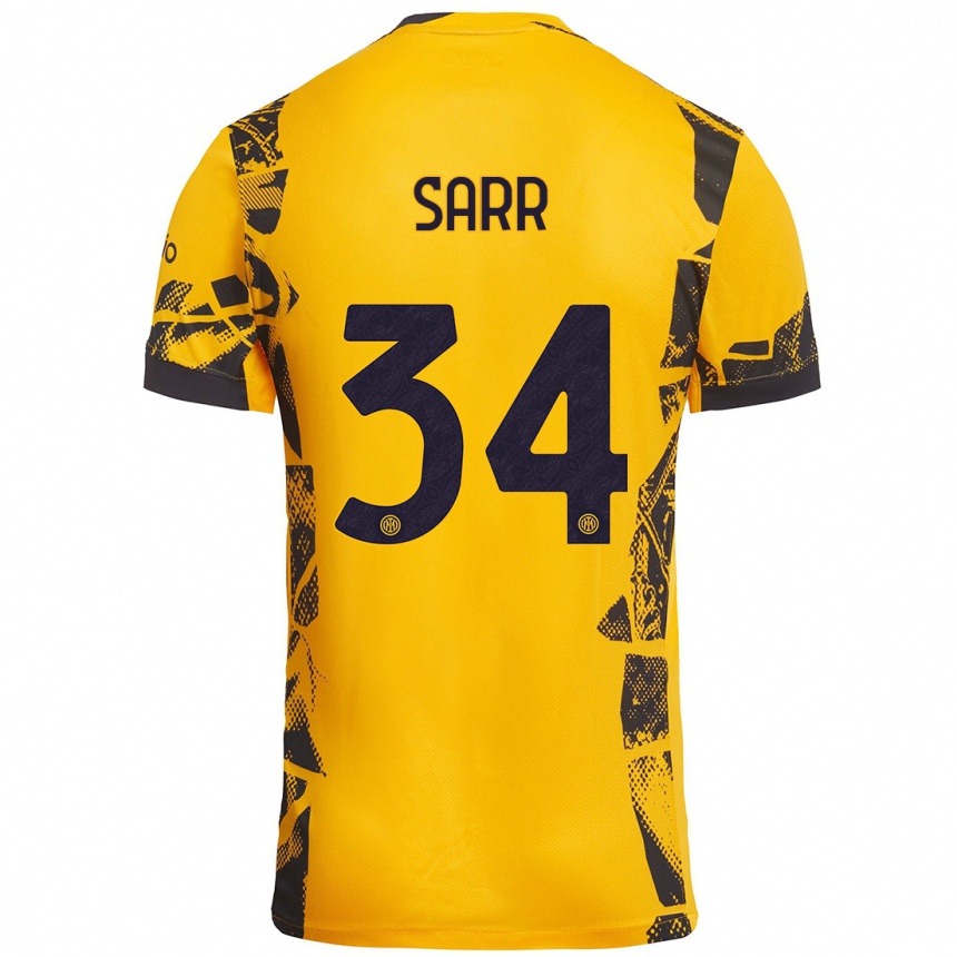 Kids Football Amadou Sarr #34 Gold Black Third Jersey 2024/25 T-Shirt Uk