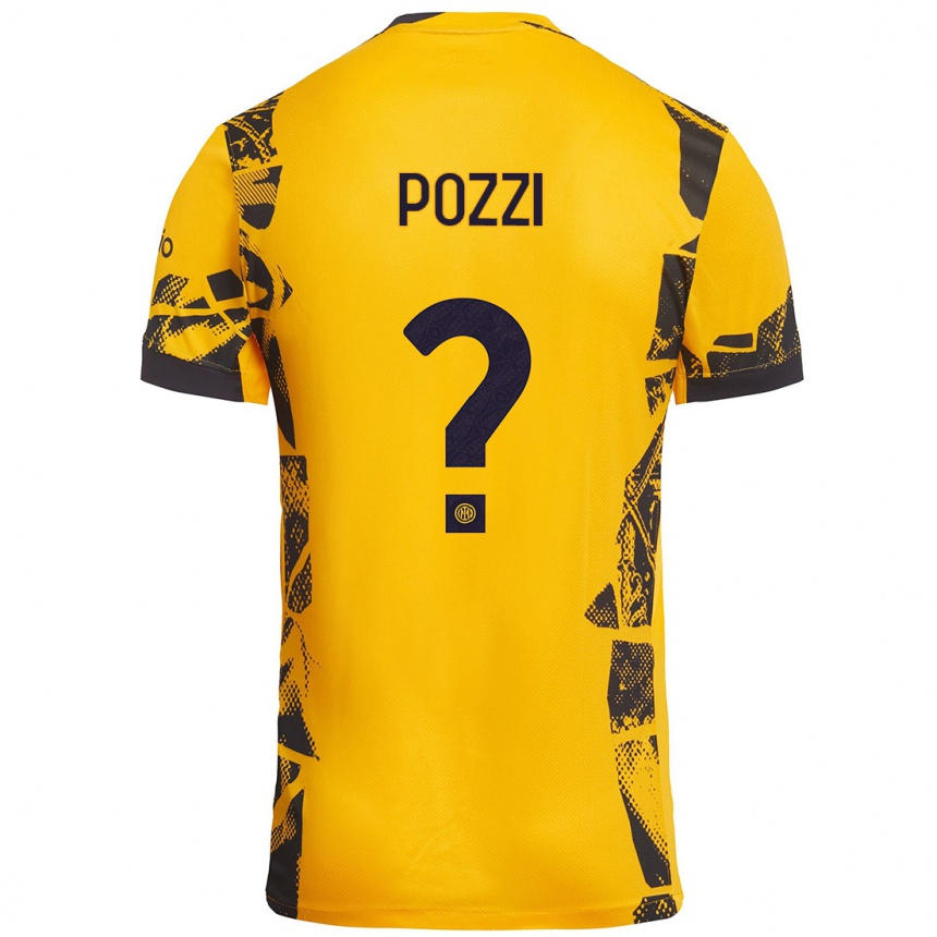 Kids Football Andrea Pozzi #0 Gold Black Third Jersey 2024/25 T-Shirt Uk