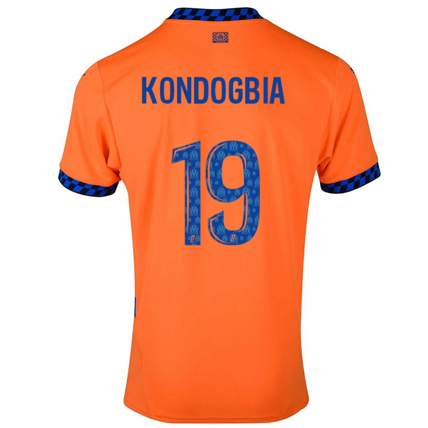 Kids Football Geoffrey Kondogbia #19 Orange Dark Blue Third Jersey 2024/25 T-Shirt Uk