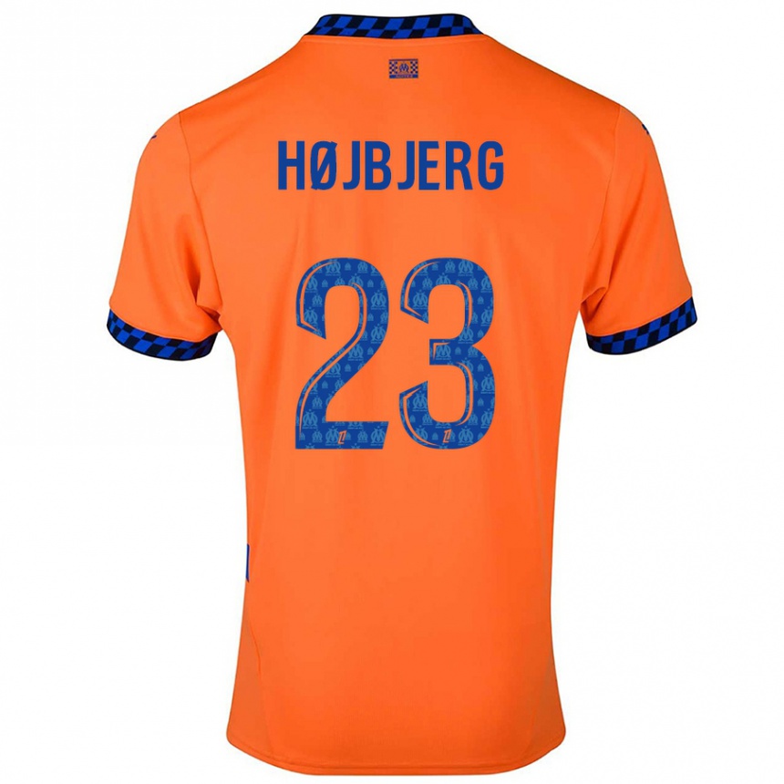 Kids Football Pierre Emile Hojbjerg #23 Orange Dark Blue Third Jersey 2024/25 T-Shirt Uk