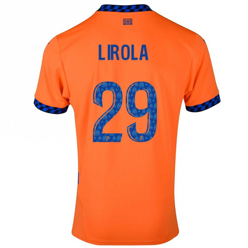 Kids Football Pol Lirola #29 Orange Dark Blue Third Jersey 2024/25 T-Shirt Uk