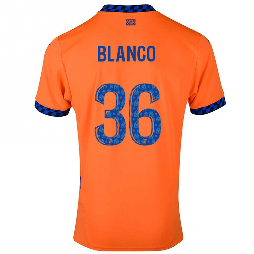 Kids Football Ruben Blanco #36 Orange Dark Blue Third Jersey 2024/25 T-Shirt Uk