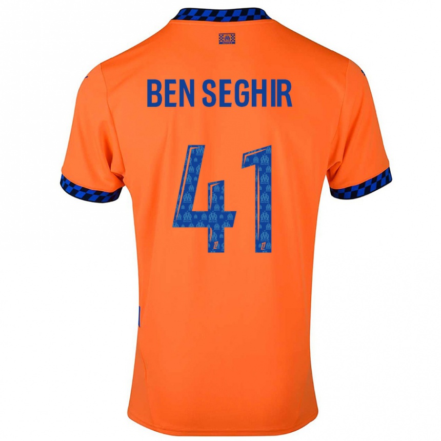 Kids Football Salim Ben Seghir #41 Orange Dark Blue Third Jersey 2024/25 T-Shirt Uk