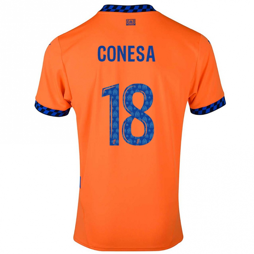 Kids Football Anna Conesa #18 Orange Dark Blue Third Jersey 2024/25 T-Shirt Uk